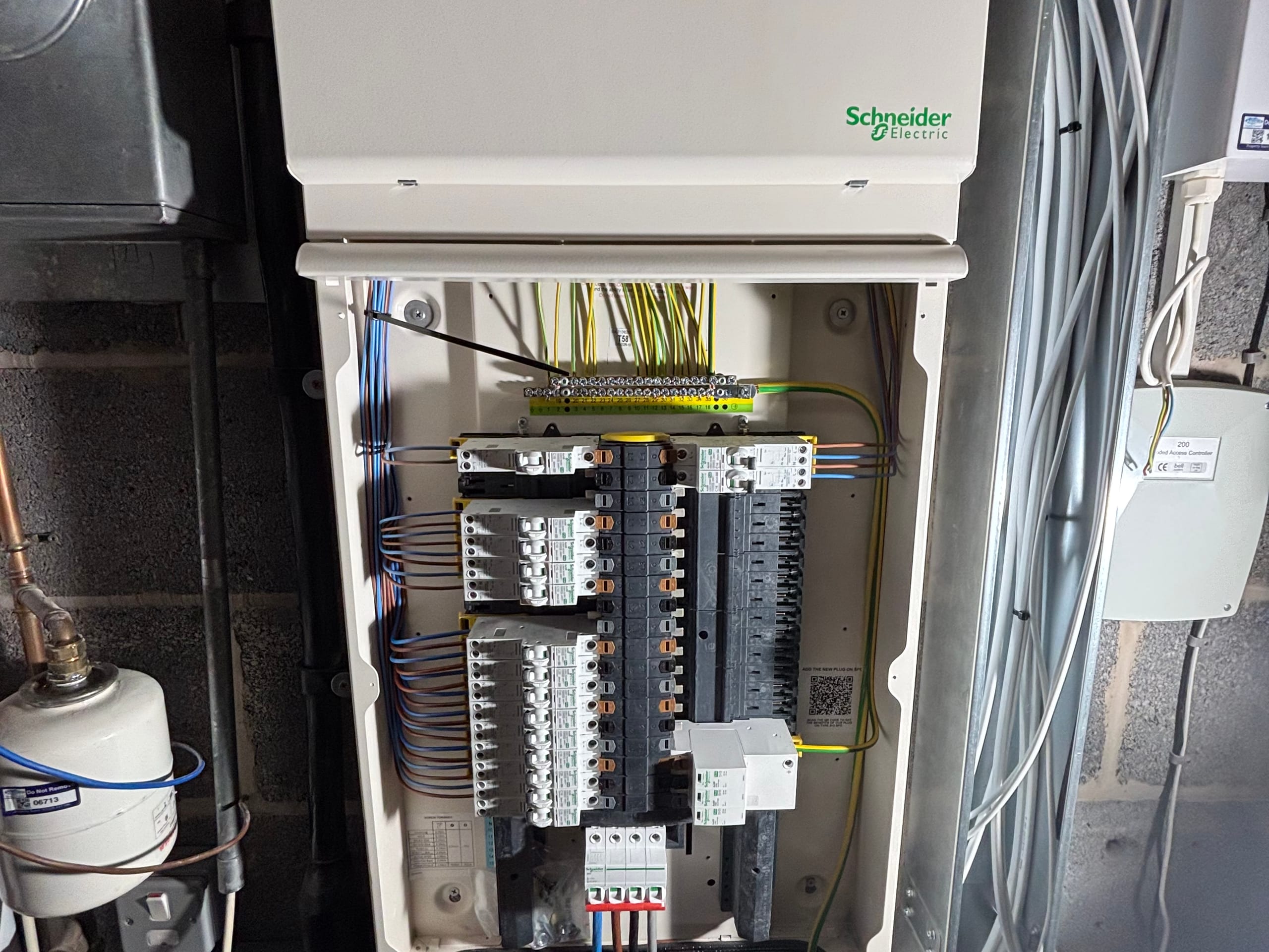 Electrical distribution board and wiring at Hindpool Nursery